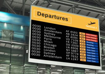 Announcement screen at the airport mockup